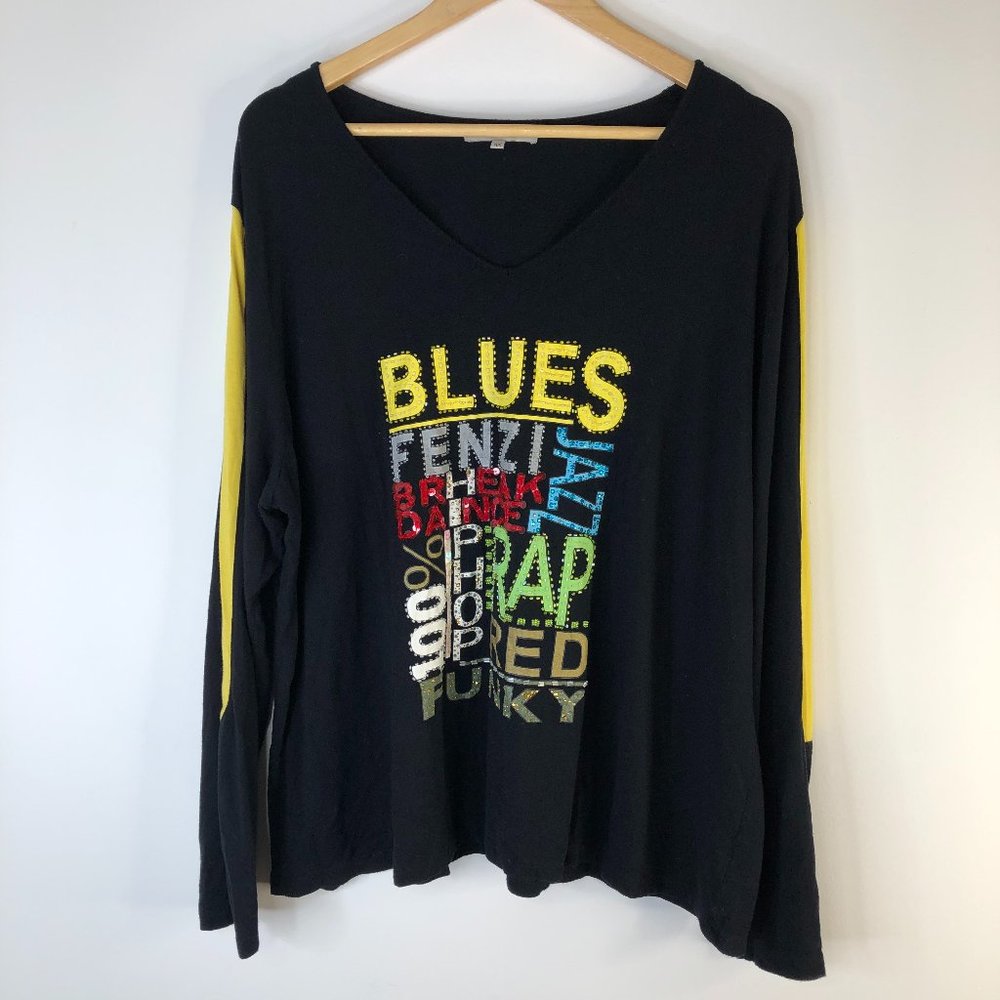 AE Sport & Co Women Black Beaded Long Sleeve T Shirt Size 4X